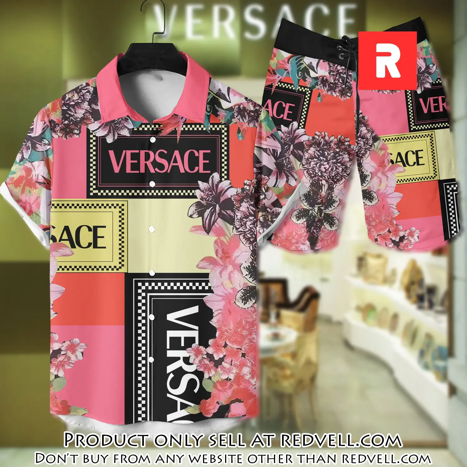 Versace luxury hawaiian shirt & short set lhs1212 rv4055108